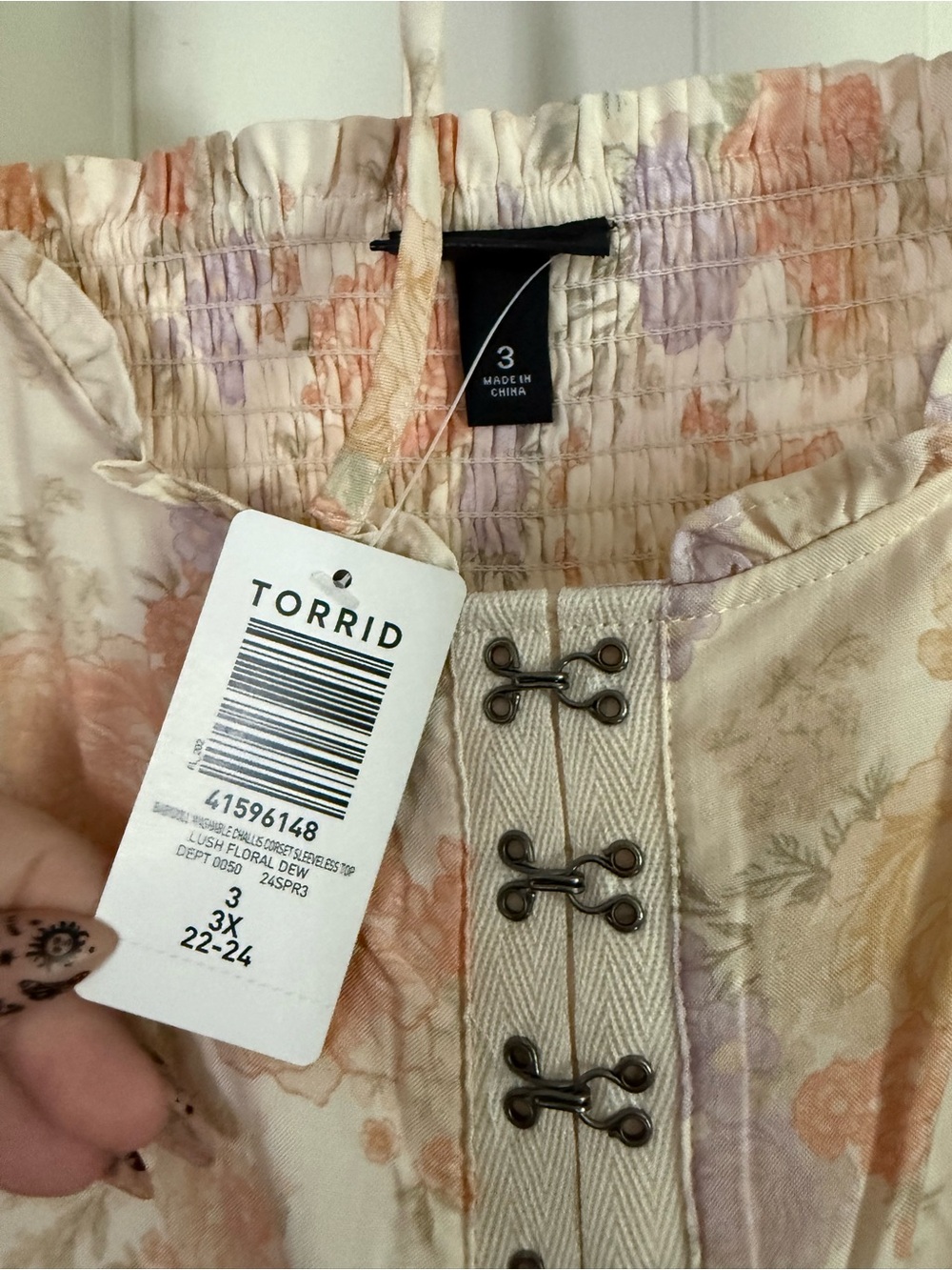 Torrid Babydoll Corset Top | SIZE 3X | NWT | COLOR Lush Floral Dew - Picture 7 of 7